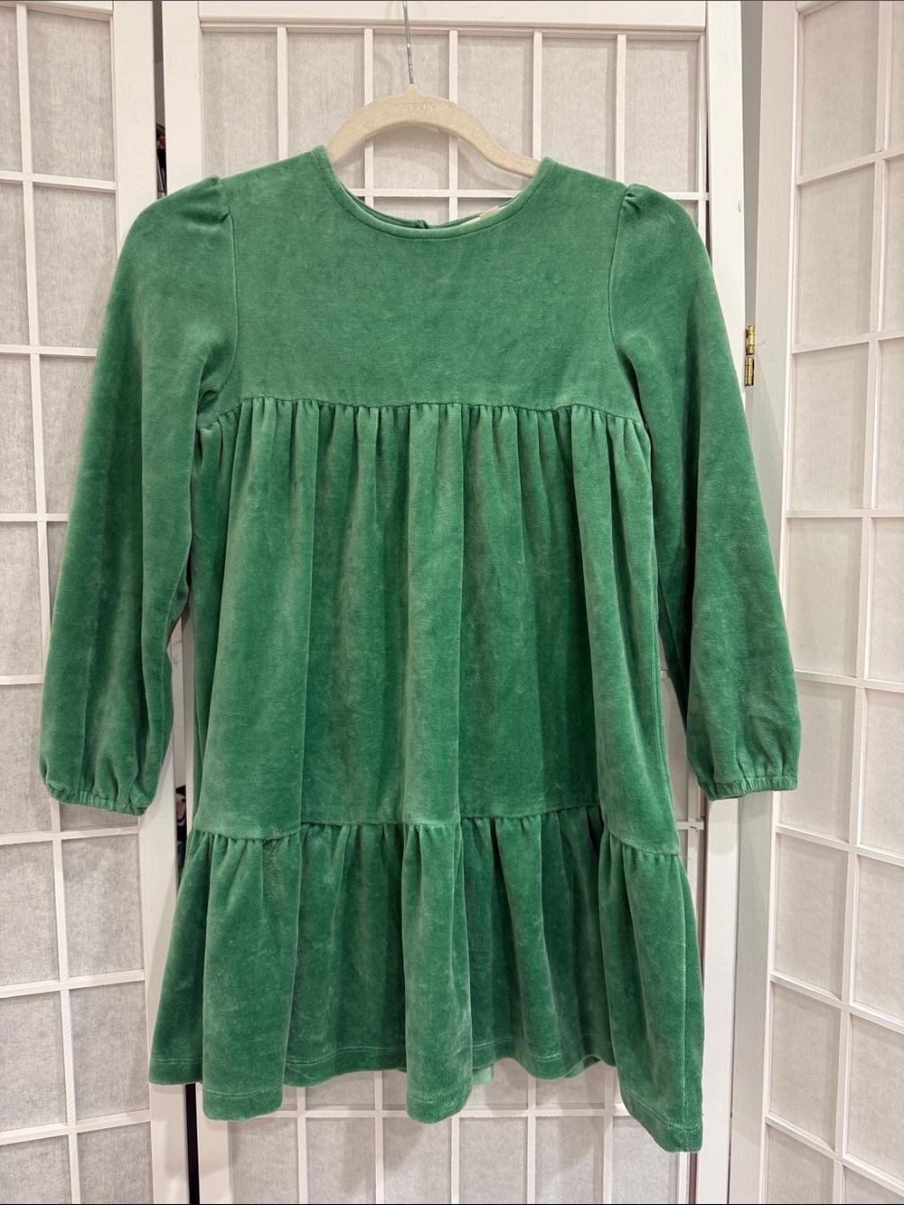 Mini Boden Girls Green Velvet Long-Sleeve Christmas Holiday Dress Size 8-9